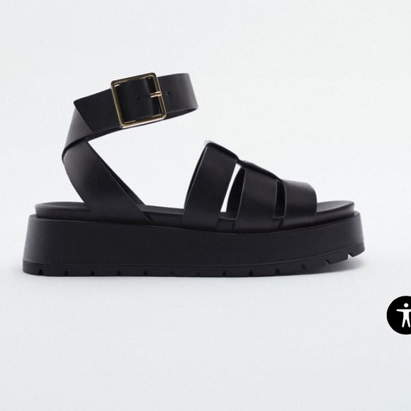 🖤HP🖤 Authentic Leather Zara Platform Chunky Fisherman Sandals US 9 EU 40 - Picture 5 of 12